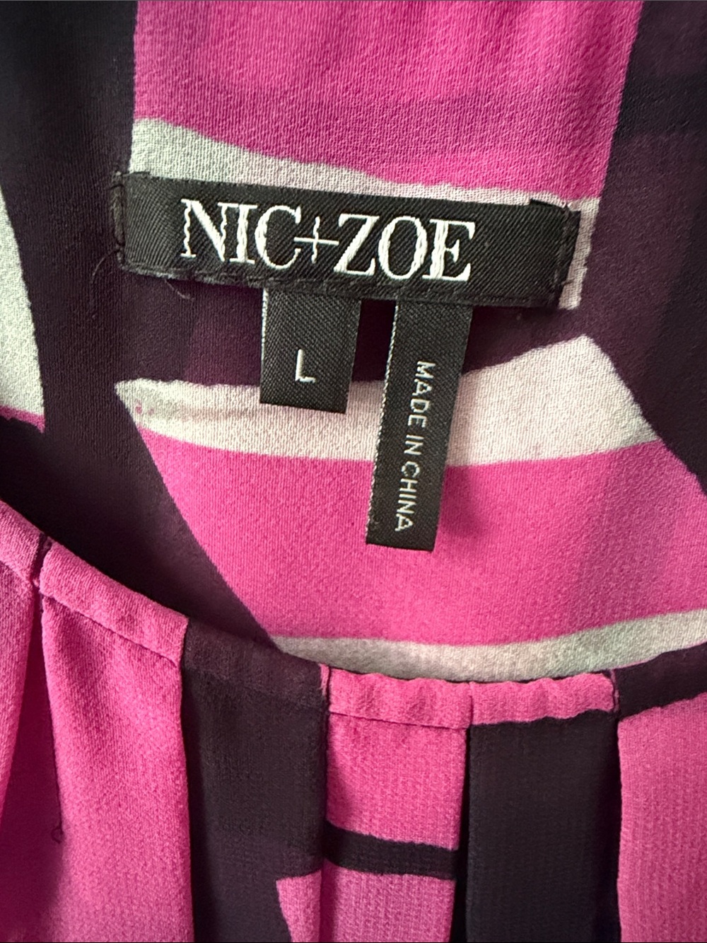 NIC + ZOE Geometric Pink & Black Sleeveless Midi Dress SZ L - Picture 4 of 4